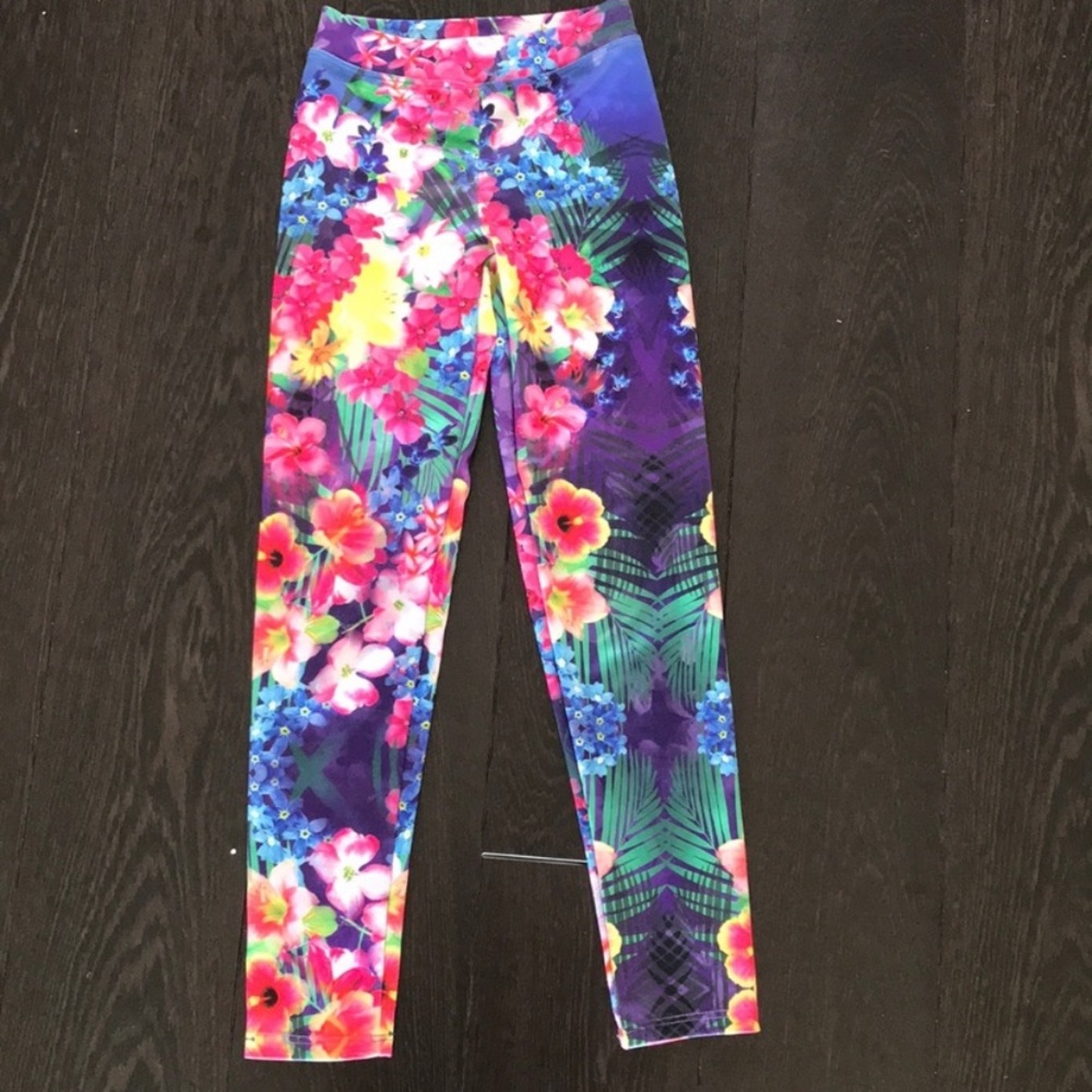 Girls colorful flower tropical leggings